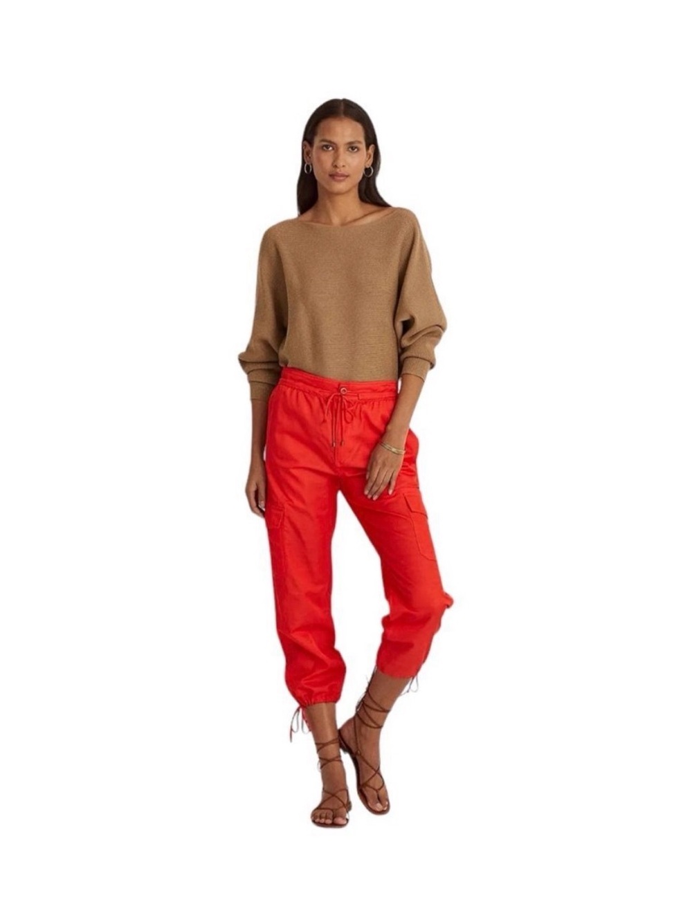 LAUREN Ralph Lauren Women's Cropped Cotton-Blend Cargo Pants size 18 - Picture 7 of 10